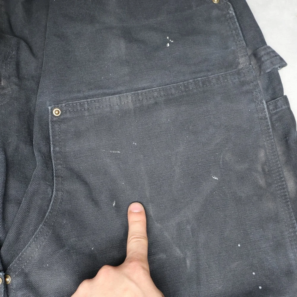 Carhartt Pants Mens 40x29 Black Loose Straight Washed Duck Double Knee B136 READ